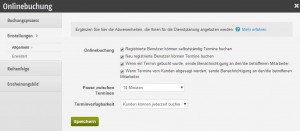 Allgemeine Einstellungen Onlinebuchung